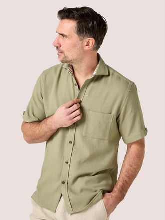 Koy Clothing Cotton Short Sleeve Sack Weave Shirt in Olive at Nordstrom, Size Xxx-Large