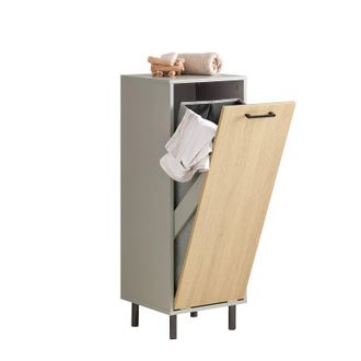 SoBuy Cesto Para Ropa Sucia Armario Multifuncional De Ba&ntilde;o Con 1 Cest Gris 31.5 X 30 X 86 Cm Bzr132-ng Sobuy Es