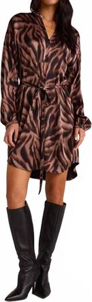 Bella Dahl Long Sleeve Belted Mini Dress In Hazy Woodland