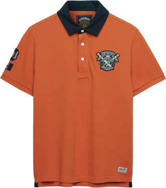 Superdry Poloshirt SUPERDRY VINTAGE PIQUE RUGBY POLO, Herren, Gr. XXL, prep orange, Single Jersey, Obermaterial: 100% Baumwolle, bedruckt, relaxed fit normal, 