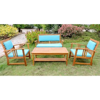 International Caravan Inc Royal Tahiti Brisbane Acacia 4-piece Settee Group with Cushions