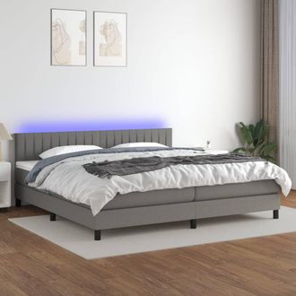 vidaXL Vidaxl - Cama Box Spring Colch&oacute;n Y Luces Led Tela Gris Claro 200x200 Cm