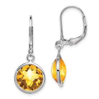 Diamond2Deal Sterling Silver Rhodium-plated Citrine Earrings