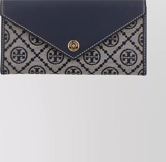 Tory Burch leather and canvas embroidered envelope wallet