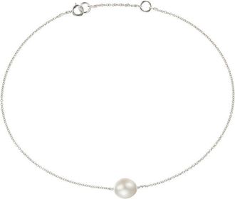 Lily & Roo Solid White Gold Large Pearl Anklet