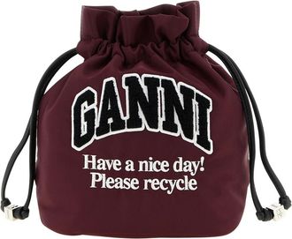 Ganni Printed Nylon Pouch - Dames - Schoudertassen - Rood - ONE Size - Nylon - Tassen