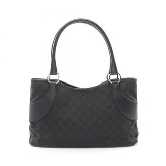 Gucci Black Canvas Leather Handbag Tote Bag (Pre-Owned)
