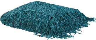 Beliani Beliani - Blanket Throw Weaved Chenille Tassels 150 x 200 cm Emerald Green Hamat