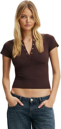 Cotton On Womens Hold Me Polo Short Sleeve in Dark Oak at Nordstrom, Size Xx-Small