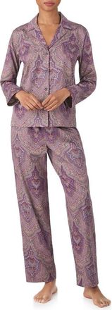 Lauren Ralph Lauren Print Cotton Blend Pajamas in Purple Paisley at Nordstrom, Size Small