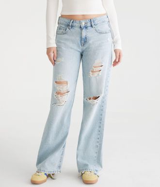 A&eacute;ropostale Low-Rise Baggy Wide Leg Lightweight Luxe Jean