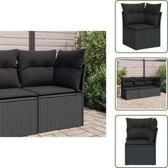 vidaXL Cuscino da giardino - vidaXL Divano da giardino angolare con cuscini nero in polyrattan - Divano in rattan
