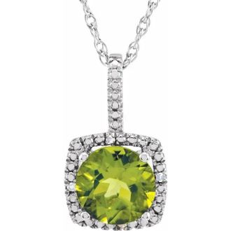 Allurez Lab Grown & Natural Diamond Pendant Necklace in Sterling Silver in Peridot at Nordstrom, Size 18