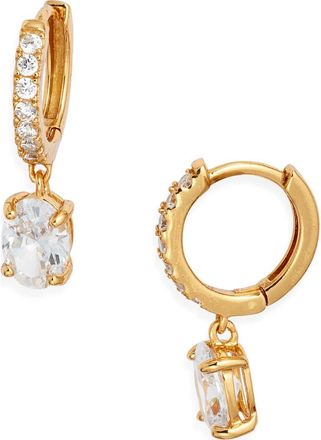 Nordstrom Cubic Zirconia Huggie Drop Earrings in 14K Gold Plated at Nordstrom