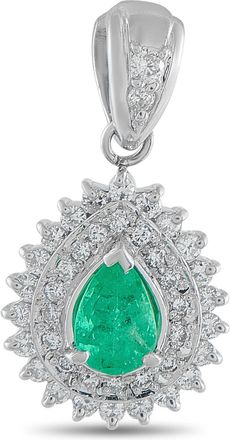Luxury Bazaar Platinum 0.43ct Diamond and Emerald Pendant MF13-010626