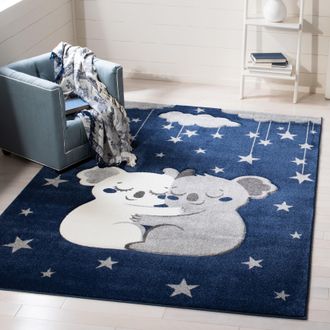 Safavieh Carousel Kids Machine Made Area Rug, Navy / Grey Kids Style Easy Care
