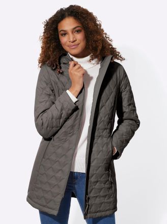 Casual Looks Steppjacke CASUAL LOOKS, Damen, Gr. 20, grau (graphit), 100% Polyester, Wattierung:100% Polyester, unifarben, Jacken Steppjacke
