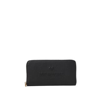 Love Moschino Wallets & Cardholders, female, Black, Size: ONE SIZE Embossed Logo Leather Zip Wallet