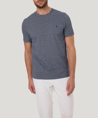 Pierre Cardin T-Shirt PIERRE CARDIN T-Shirt RH, Herren, Gr. L, blau (salute), Jersey, Obermaterial: 100% Baumwolle, meliert, regular fit taillenbedeckt, Rundhals, g