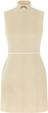 Moschino Kleedjes, Dames, Beige, S, Katoen, Raw Cotton Canvas Dress