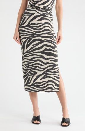 Renee C Zebra Rib Knit Skirt in Black Multi at Nordstrom Rack, Size X-Small