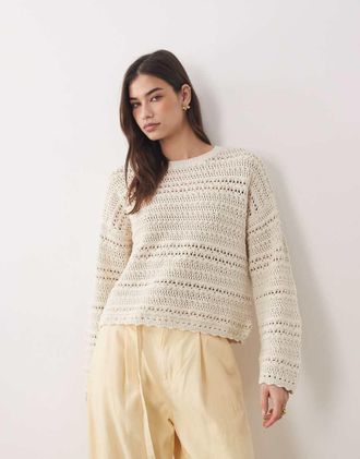 Abercrombie & Fitch Maglione boh&eacute;mien alluncinetto beige-Neutro