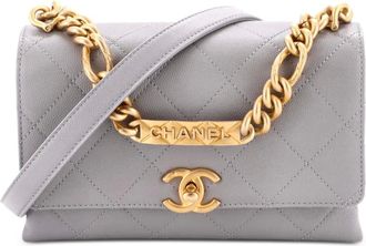 Chanel Bracelet On Chain Flap Bag Quilted Caviar Mini crossbody bag - Grijs