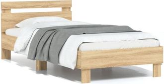 vidaXL Estructura De Cama Cabecero Luces Led Roble Sonoma 75x190 Cm Vidaxl