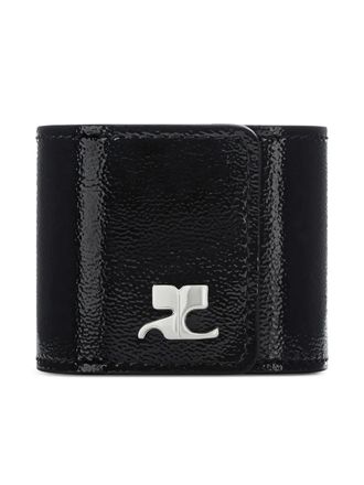 Courrèges logo-plaque slap bracelet - Zwart