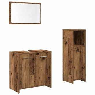 Berkfield Home 3 Piece Bathroom Furniture Set Old Wood Engineered Wood in Brown