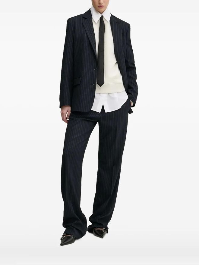 Costume Deux-pièces Noir Rayé + Blazer - Taille 50 - REDA SUPER 100 S - Occasion Très Bon état