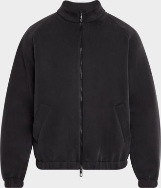 Giorgio Armani Mens Cupro-Blend Jersey Blouson Jacket