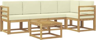vidaXL Conjunto De Sof&aacute;s De Exterior 6 Uds. Blanco Y Crema Vidaxl