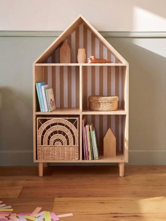 Vertbaudet Kinder Regal in Haus-Form MAISON, 4 F&auml;cher natur