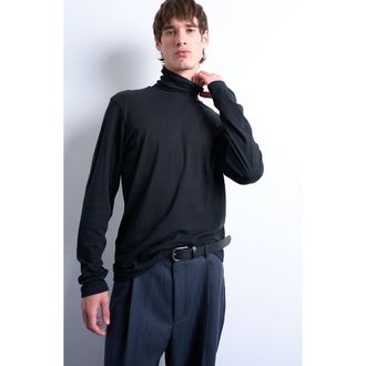 Topman Turtleneck Long Sleeve Top in Black at Nordstrom, Size Small