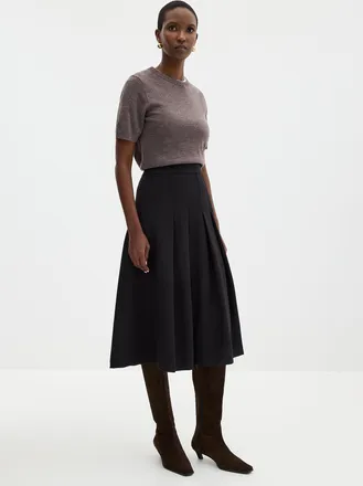 Contemporaine Womens Flat pleats midi skirt