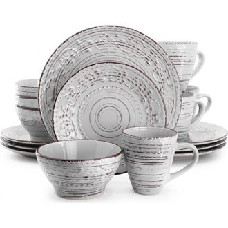 Elama Malibu Calcite 16-Piece Dinnerware Set in Grey at Nordstrom