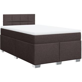 vidaXL Vidaxl - Cama Box Spring Con Colch&oacute;n Tela Marr&oacute;n Oscuro 120x190 Cm