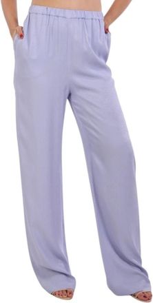 Emporio Armani Armure Viscose Broek met Elastische Tailleband - Dames - Wijde Broeken - Paars - L - Broeken