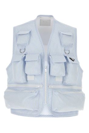 Prada Embroidered Poplin Vest