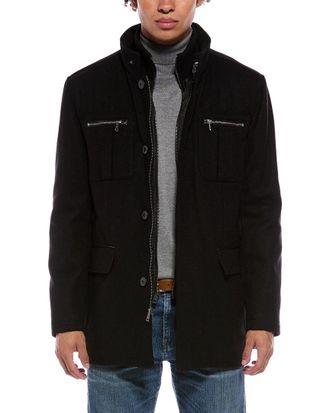 Cole Haan Signature Stand Collar Wool-Blend Bomber Coat