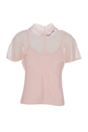 Federica Tosi Sheer Silk Organza Blouse with High Neck
