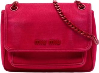 Miu Miu Pre-owned Canvas Crossbody Bag - Dames - Vintage Schoudertas - Rood - ONE Size - Leer - Vintage
