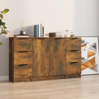 Berkfield Home Sideboards 3 pcs Smoked Oak Engineered Wood in Brown