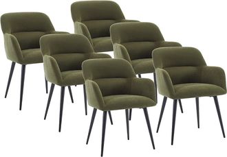Vente-Unique Lote de 6 sillas con reposabrazos de tela y metal negro - Verde - HEKA