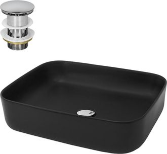 ML Design Lavabo negro mate cerámico 510 x 405 x 135 mm rectangular