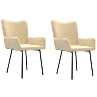vidaXL Sillas De Comedor 2 Unidades Terciopelo Crema Vidaxl