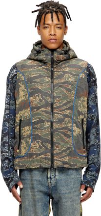 Diesel Hooded vest with mixed camo prints - Jackets - Man - Multicolor