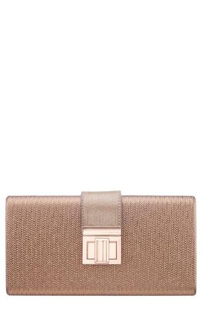 Nina Presly Faux Leather Clutch in Bronze at Nordstrom