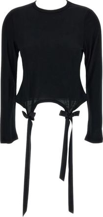 Simone Rocha Bow Tail Easy Long Sleeve T-Shirt - Dames - Longsleeves - Zwart - L - Polyester - Tops